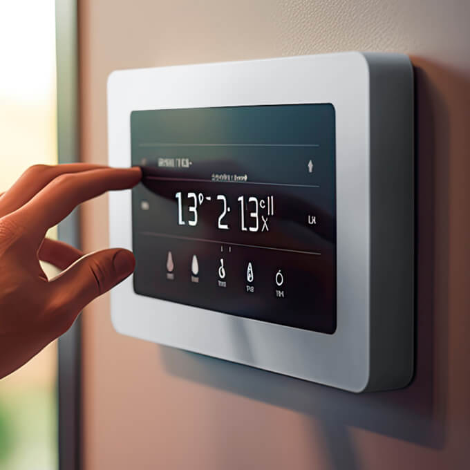 Digitales Thermostat mit Chrom-Veredelung.